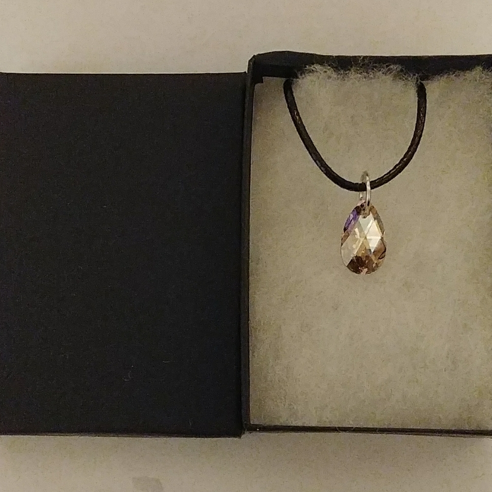 Canary Gold Crystal Teardrop Necklace - Picture 7 of 8